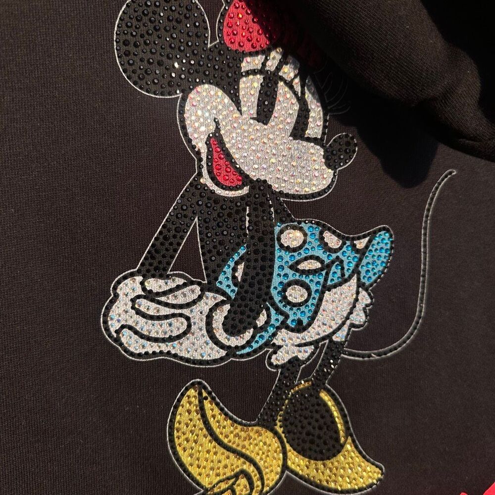 Disneyland Rhinestone bling black zip up hoodie sweatshirt small NEW - Picture 5 of 10